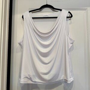 Calvin Klein Cowl/Draped White Shell